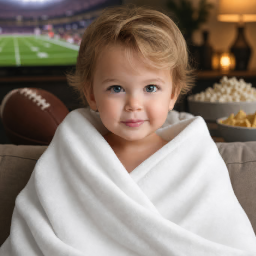 mockup couverture pour bébé avec tout-petit du super bowl