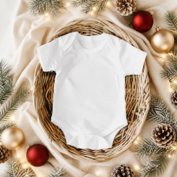 christmas baby bodysuit — boho basket mockup