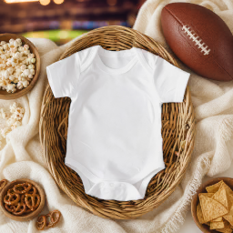 super bowl baby bodysuit — boho basket mockup