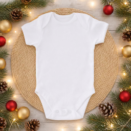 christmas baby bodysuit — pom-pom mat mockup