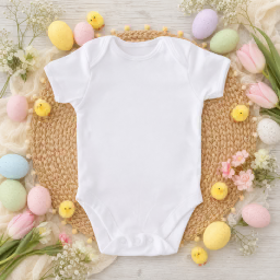 easter baby bodysuit — pom-pom mat mockup