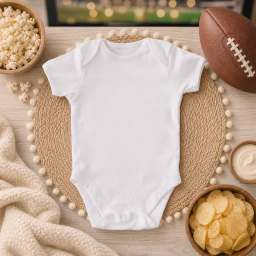 super bowl baby bodysuit — pom-pom mat mockup