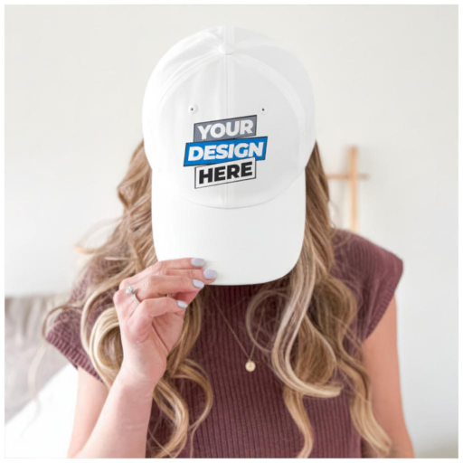 baseball cap held in hand mockup