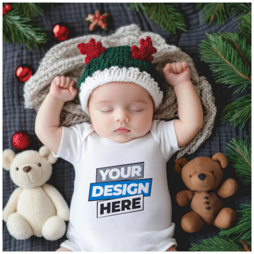 christmas baby bodysuit mockup