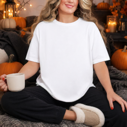 mockup de camiseta feminina de natal — cena festiva de halloween