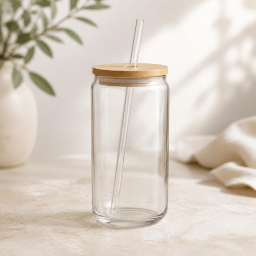 glass can 16oz clear mockup