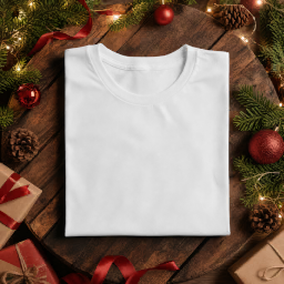 christmas halloween men’s t-shirt — flat lay mockup