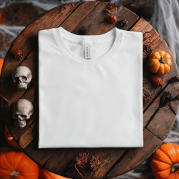 halloween men’s t-shirt — flat lay mockup