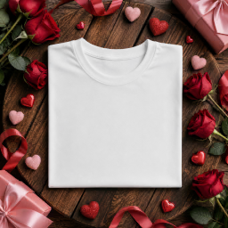 valentine’s day halloween men’s t-shirt — flat lay mockup