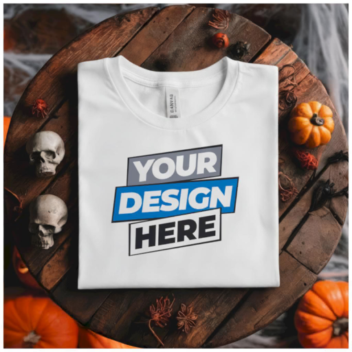 halloween men's t-shirt flat lay mockup