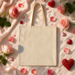 valentine’s day halloween tote bag — plaid flat lay mockup