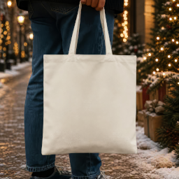 christmas halloween tote bag — trick-or-treat street mockup
