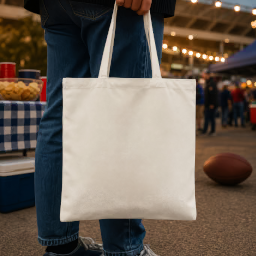 super bowl halloween tote bag — trick-or-treat street mockup