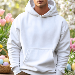 mockup de moletom masculino com capuz em modelo de páscoa