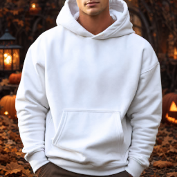 mockup de moletom masculino com capuz em modelo de halloween