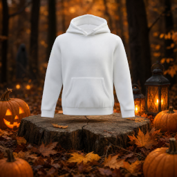 mockup de sudadera con capucha — escena en el bosque de halloween
