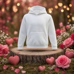 mockup de sudadera con capucha — escena en el bosque de san valentín