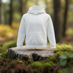 mockup de sudadera con capucha — escena en el bosque
