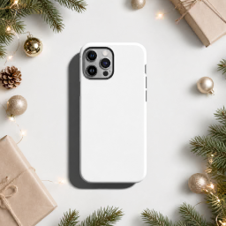 christmas iphone case — flat lay mockup