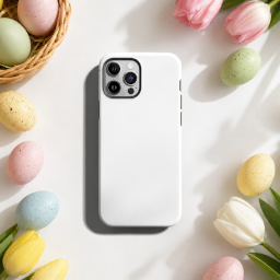 easter iphone case — flat lay mockup