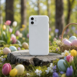 easter iphone case — forest scene mockup