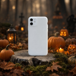 halloween iphone case — forest scene mockup
