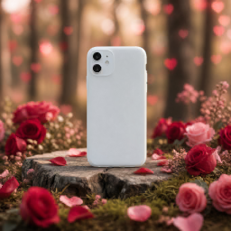 valentine’s day iphone case — forest scene mockup
