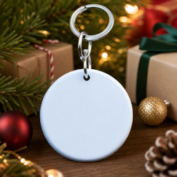 christmas round keyring mockup