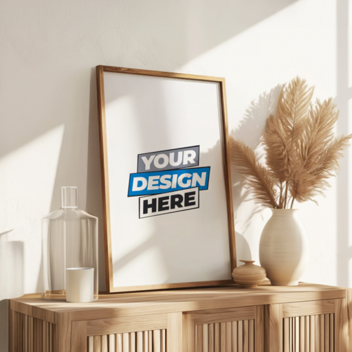 leaning wood frame — boho mockup