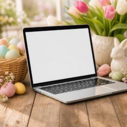 mockup macbook — bureau de noël de pâques