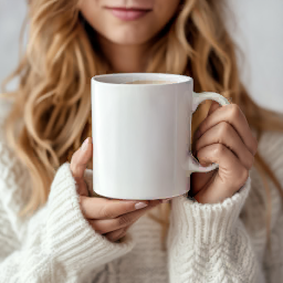 mockup de caneca nas mãos — estilo aconchegante