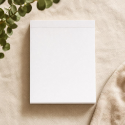notepad mockup — flat lay