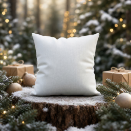 christmas throw pillow — forest scene mockup