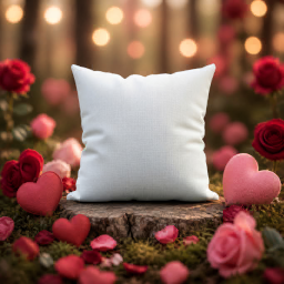 valentine’s day throw pillow — forest scene mockup