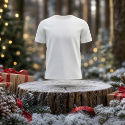 christmas women’s t-shirt — forest scene mockup