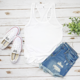 tank top mockup — summer flat lay