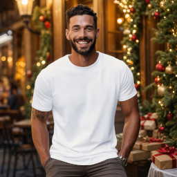 christmas men’s t-shirt on model mockup