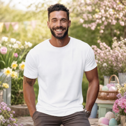 easter men’s t-shirt on model mockup
