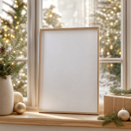 christmas wood frame — parisian window mockup