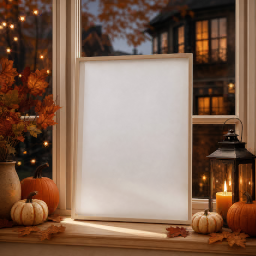 halloween wood frame — parisian window mockup