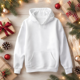 mockup de moletom pulôver com capuz — composição de natal