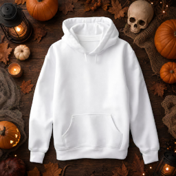 mockup de moletom pulôver com capuz — composição de halloween