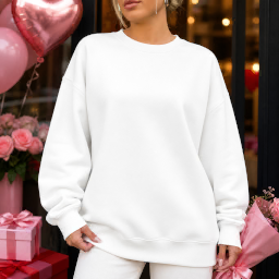 valentine’s day oversized sweater on model mockup