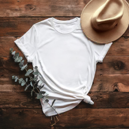 women’s t-shirt mockup — rustic flat lay