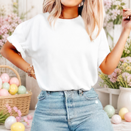 easter women’s t-shirt on model mockup
